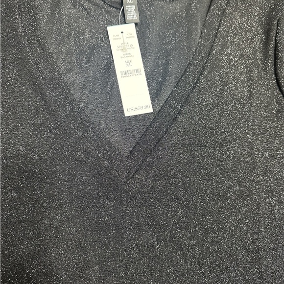 White House Black Market Black Long Sleeve Sparkle Knit Top - Picture 5 of 8